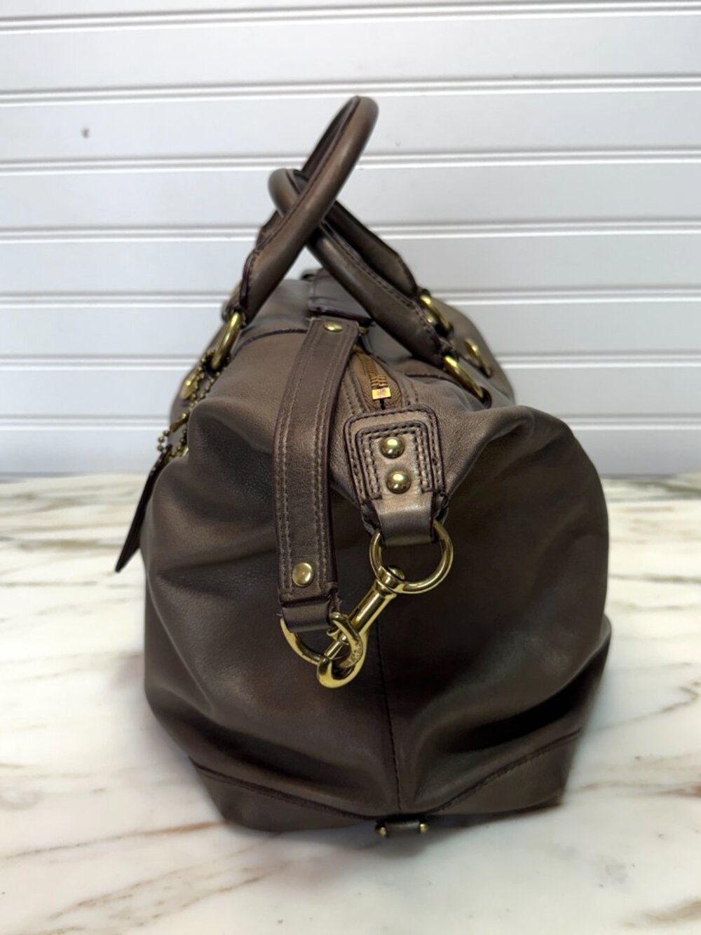 Coach Ashley Bronze Leather Y2K Slouchy 2 Way Satchel Shoulder Bag - Picture 5 of 14
